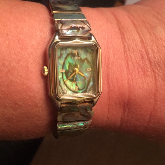 SelecTime Jewelry - Vintage SelecTime Abalone Shell Elastic Band Watch